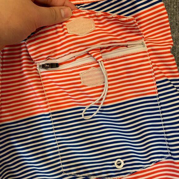 RVCA Board Shorts Mens 30 Red/Blue Striped Quick Dry Drawstring Tie Quick Dry - Picture 10 of 12